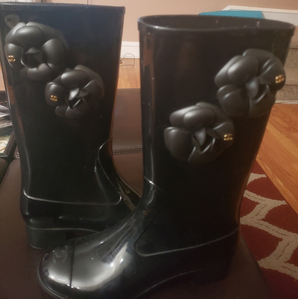 Chanel Camelia Rain Boots